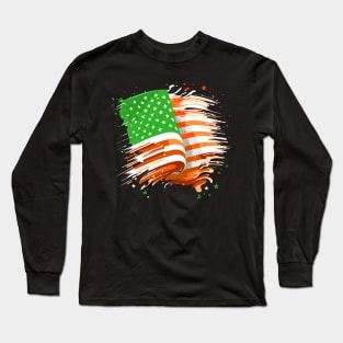 Irish American Retro Flag Design Long Sleeve T-Shirt